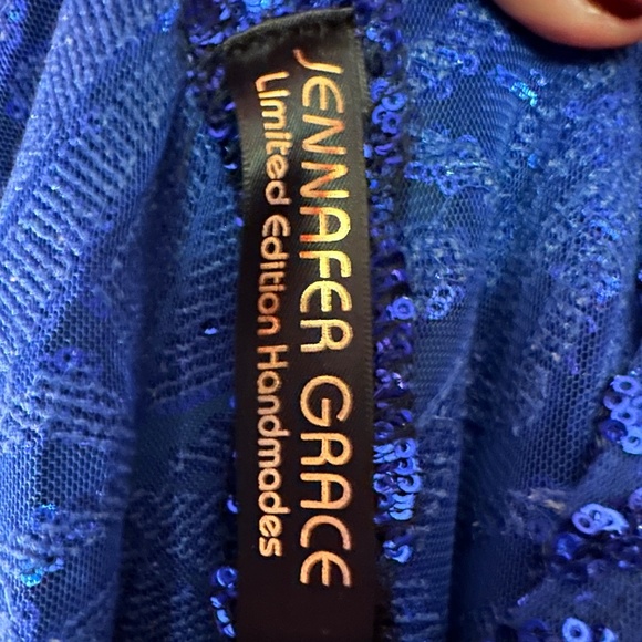 NWOT Jennafer Grace Royal Blue Abstract Sequin Caftan - OOAK, Handmade! - Picture 5 of 10